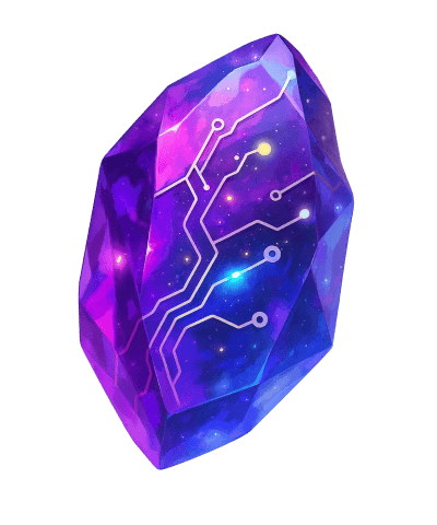 purple gem with circuit